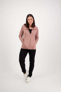 Jumpers: Vassalli 100% Merino Shaped Zip Up Hoodie Bloom