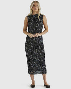 Dresses: Sass Lauretta Mesh Dress- Black Ditsy