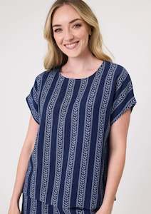Lemon Tree Melani Top Navy Print