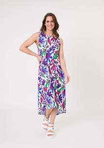 Lemon Tree Ana Dress Cobalt Print