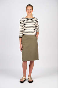 Skirts: Vassalli Flat Front Pull on Skirt-Army