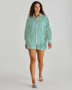 Sass Henri Shirt Green Stripe