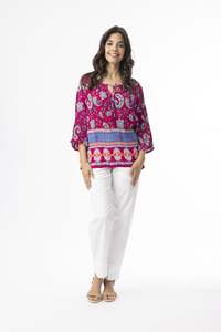Orientique Boho Tops Shape 2 Indian Border Pink