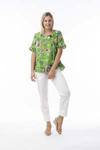 Tops: Orientique Santa Fe Top Frill Print