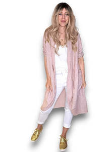 Coats Jackets: Helga May Baby Pink Linen cover up