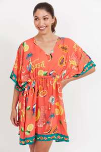 Outerwear: Haven Cabana Dress-Brasil Coral S