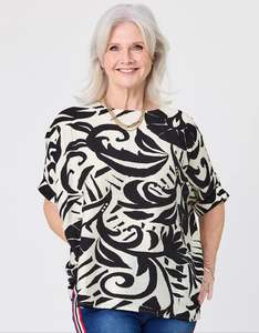 Lemon Tree: Lemon Tree Nora Top Black Print