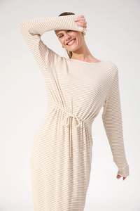 Dresses: Haven Levi Stripe Tshirt Dress Latte