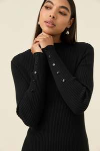 Long Sleeve Tops: Isle of Mine Juno Knit Top- Onyx