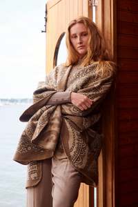 Isle of Mine Lucia Cape- Charcoal Paisley OS
