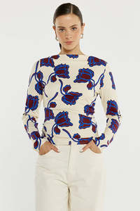 Sass Seamed Jersey Top Winter Poppy