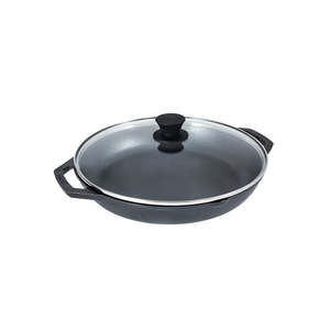 Skillets Seasoned Cast Iron: Cast Iron CHEF COLLECTION Pan with lid 30cm