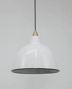 Modern Cloche White Pendant Light - 360mm - Loftmotif Enamel Lighting