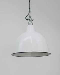 Cloche White Pendant Light - 360mm - With Black Trim - Loftmotif