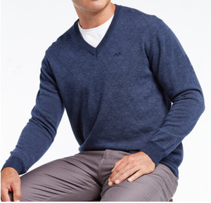 Porthole Vee Neck Merino Pullover NAVY GLN302