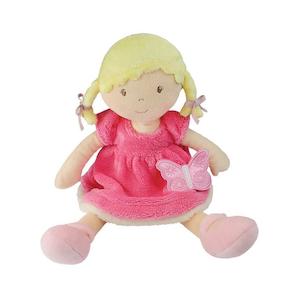 BUTTERFLY KIDS RIA: 35CM BLOND HAIR/PINK & WHITE DRESS
