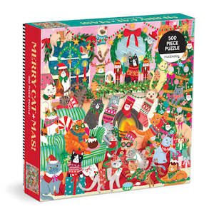 Mudpuppy: Merry Catmas, 500pcs, Family Puzzle, Compact
