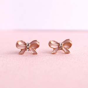Lauren Hinkley: Pink Bow Earrings - Sterling Silver Post & Earnut
