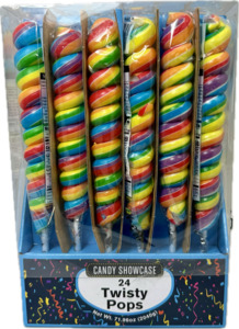 Products: Rainbow Twisty Pops 85gm Box of 24 - Lollies Online