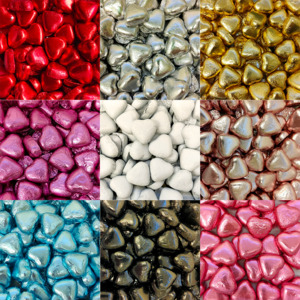 Single Colour Lollies: Mini Chocolate Hearts