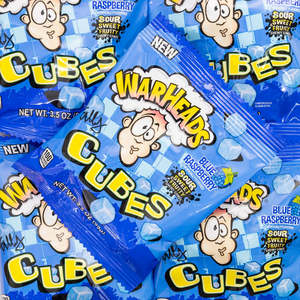 Warheads Blue Raspberry Cubes Peg Bag