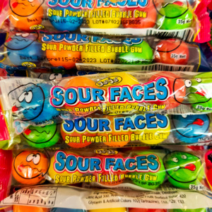 Wrapped Lollies: Sour Faces Gumballs 5/35g
