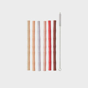 OYOY Bamboo Silicone Straws | Pack of 6