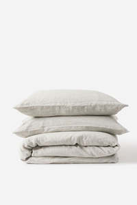 Citta: Pinstripe Linen Duvet Cover | Pepper/Chalk