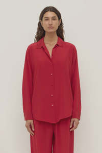 Tops: Assembly Label | Betty Silk Long Sleeve Shirt | Mulberry