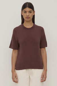 Tops: Assembly Label | June Silk Knit Tee | Espresso