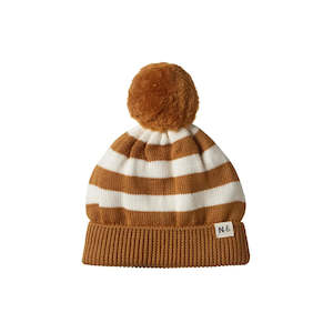 All Brands: Nature Baby | Alpine Pom Pom Beanie | Toffee Bold Stripe