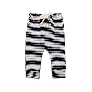 Kids Clothing: Nature Baby | Cotton Drawstring Pants | Navy Stripe