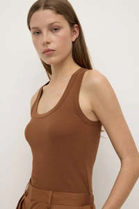Robyn Scoop Neck Rib Tank | Earth