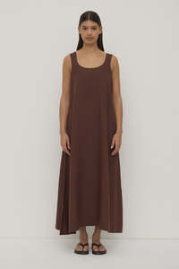 Clothing: Assembly Label | Maree Linen Midi Dress | Espresso