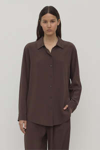 Assembly Label | Betty Silk Long Sleeve Shirt | Ganache