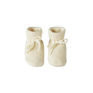Kids Clothing: Nature Baby | Merino Knit Drawstring Booties | Natural