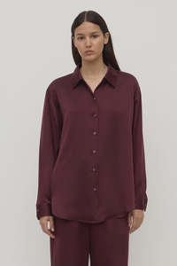 Assembly Label | Pippa Long Sleeve Silk Shirt | Merlot