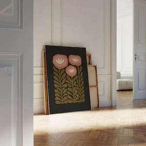 Open Edition: Green and Black Floral Print (Portrait)