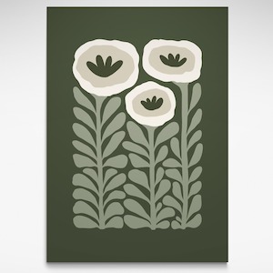 Dark Green Poppies, Print
