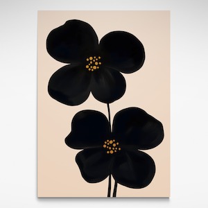 Mid Century Flower (Black and Cream), Print