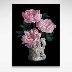 Bunnies Play in the Peonies, Print