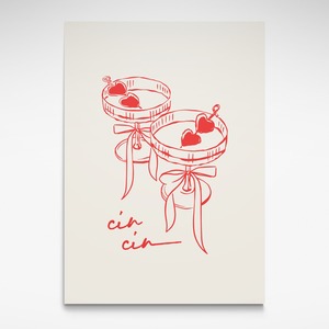 Open Edition: Cin Cin (Cream and Red), Print
