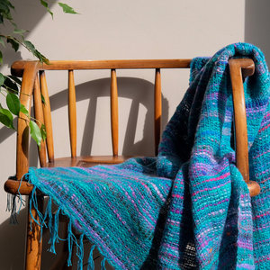 Products: Loom Room - Hand-spun Throw - Turquoise Coral Sea