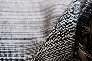 Products: Fabric - Merino wool, Black and White random stripe