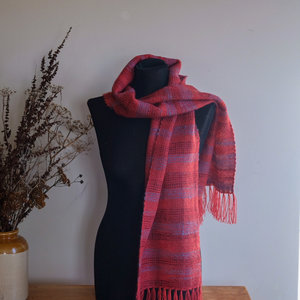 Loom Room - Scarf - Hand dyed and hand spun - Warm Reds