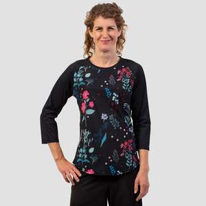 Women's Raglan 3/4 Sleeve Floral .R Crew