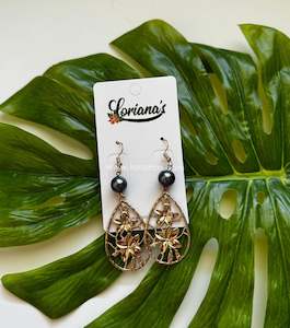 Tautaliga Earrings: FRANGIPANI GOLD EARRINGS