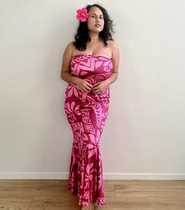 Taupou Dresses: KU'UIPO PINK STRAPLESS DRESS
