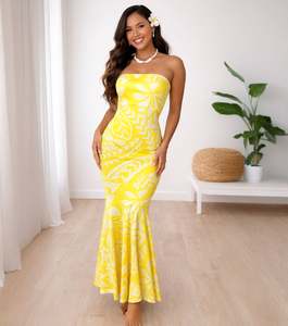 KU'UIPO YELLOW STRAPLESS DRESS