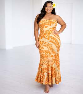 KU'UIPO ORANGE STRAPLESS DRESS